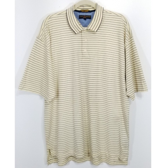 Tommy Hilfiger Yellow Blue Striped Golf Polo Shirt - Picture 1 of 5